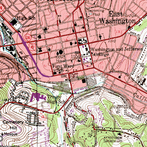 Topographic Map of Lemoyne House, PA