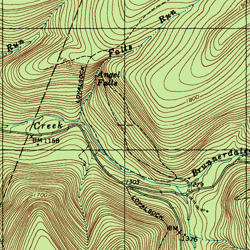 Topographic Map of Falls Run Trail, PA