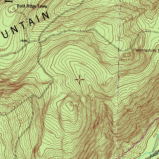 Topographic Map of Hammonds Rocks Trail, PA