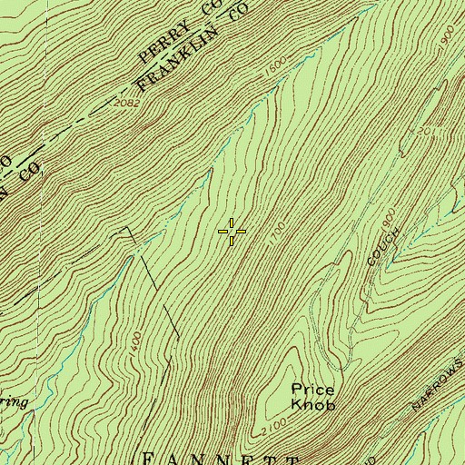 Topographic Map of Shermans Trail, PA