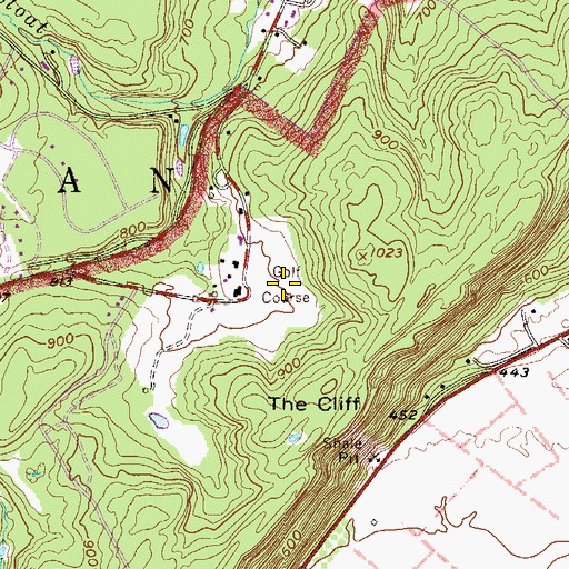 Topographic Map of Cliff Park Inn Golf Course, PA