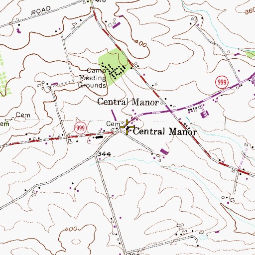Topographic Map of Central Manor Elementary School, PA