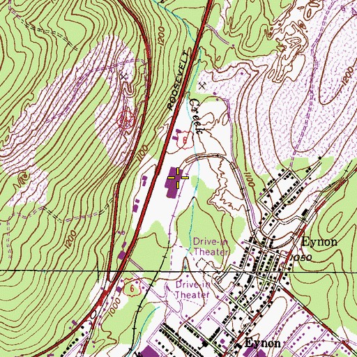 Topographic Map of Eynon Shopping Center, PA