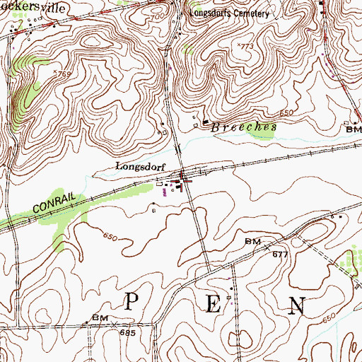 Topographic Map of Doners Station, PA