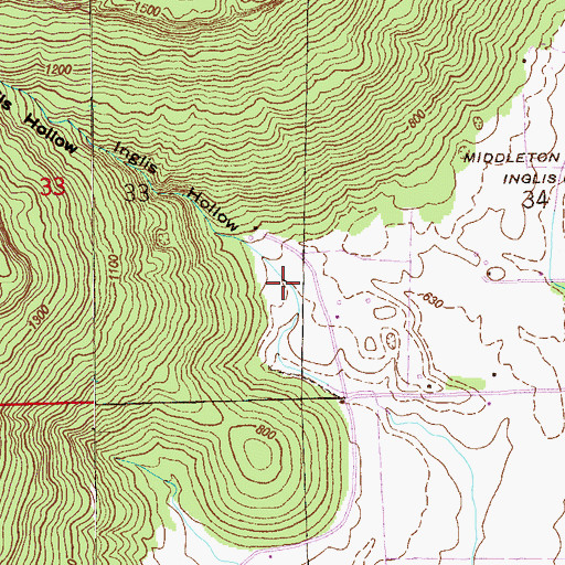 Topographic Map of Inglis Hollow, AL