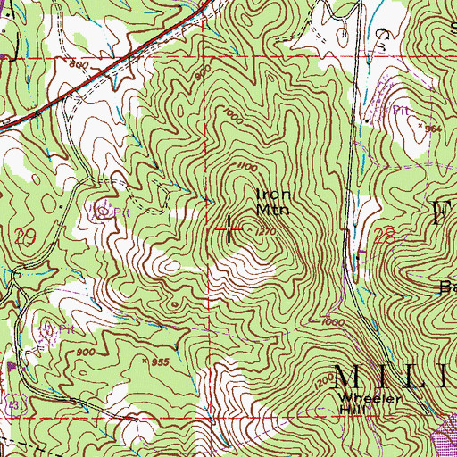 Topographic Map of Iron Mountain, AL