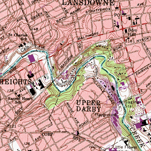 Topographic Map of Lansdowne Station (historical), PA