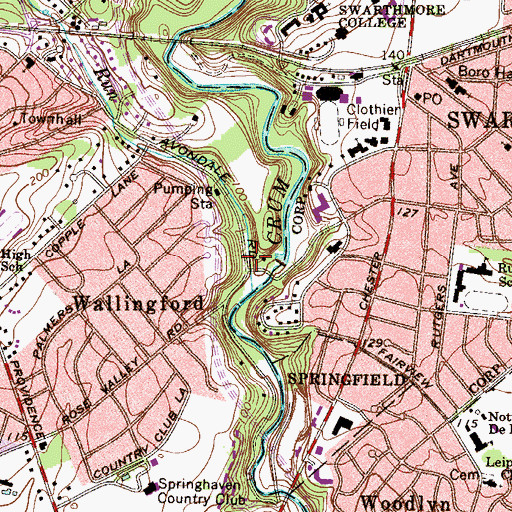 Topographic Map of Strath Haven, PA