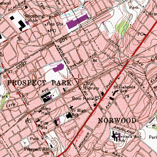 Topographic Map of Norwood Station, PA