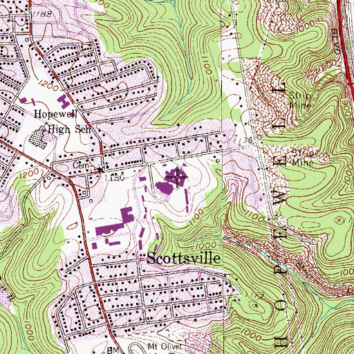 Topographic Map of Hopewell Senior High School, PA