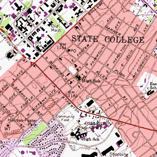 Topographic Map of Fairmount Avenue Elementary School, PA