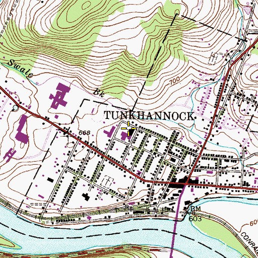 Topographic Map of Tunkhannock Middle School, PA