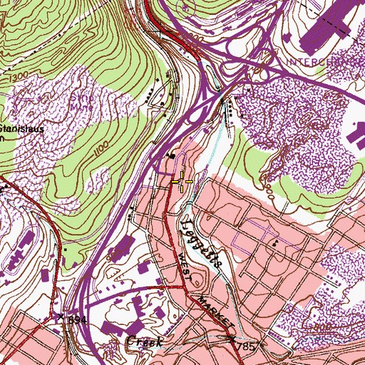 Topographic Map of Clark Tunnel, PA