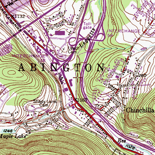 Topographic Map of South Abington Elementary School, PA