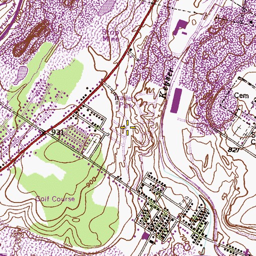 Topographic Map of Archbald Shaft, PA