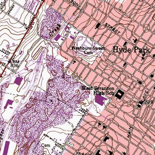 Topographic Map of Central Shaft, PA