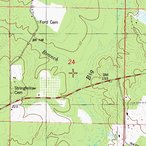 Topographic Map of Jackson Branch, AL