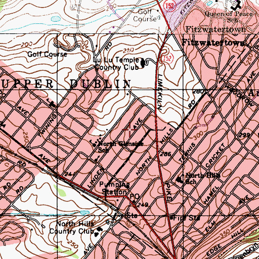 Topographic Map of Oreland Station, PA
