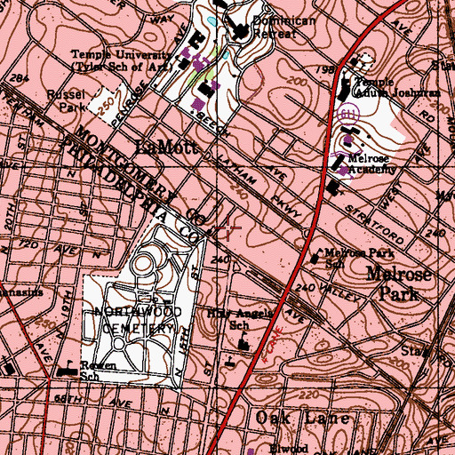 Topographic Map of LaMott AME Church, PA