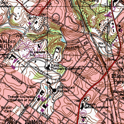 Topographic Map of Jenkintown Station, PA