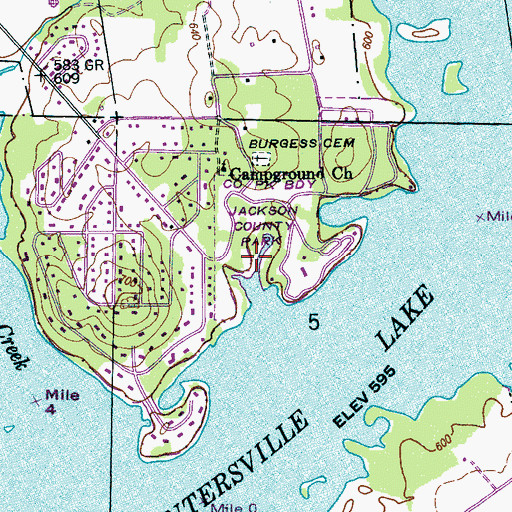 Topographic Map of Jackson County Park, AL