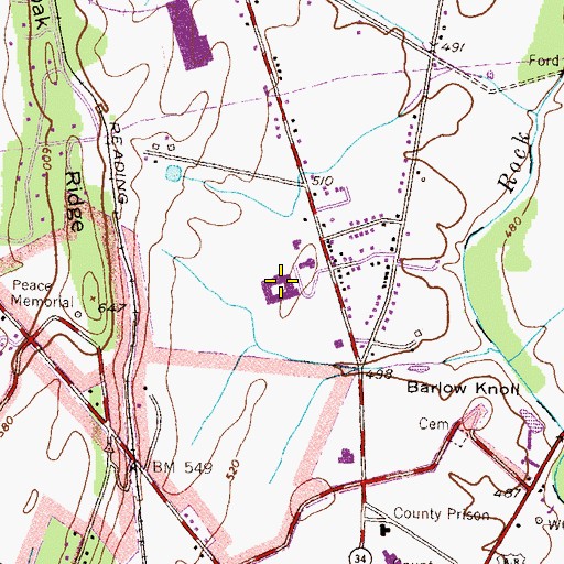 Topographic Map of James Gettys Elementary School, PA