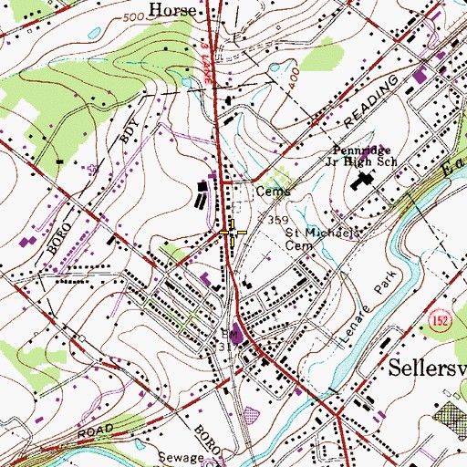 Topographic Map of Saint Agnes - Sacred Heart School, PA