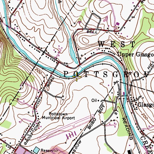 Topographic Map of Pottstown Airport Industrial Park, PA