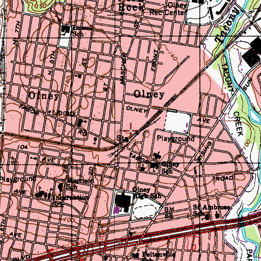 Topographic Map of Olney Station, PA
