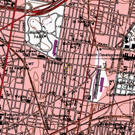 Topographic Map of Clemente Middle School, PA