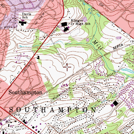 Topographic Map of Tamenend Community Park, PA