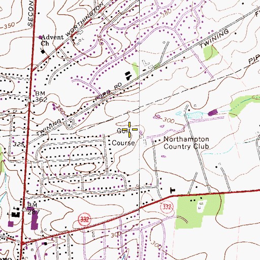 Topographic Map of Northampton Golf Course, PA
