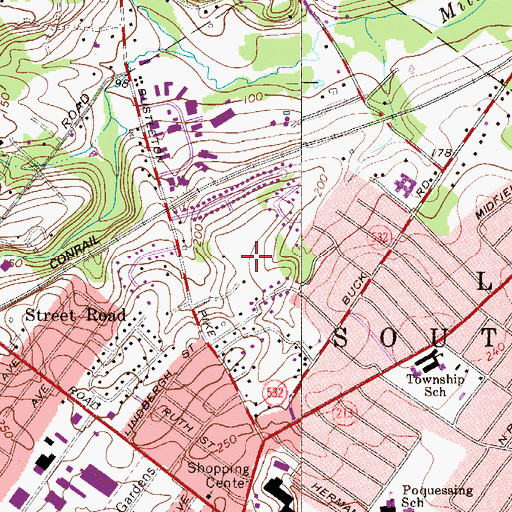 Topographic Map of Clover Hill, PA