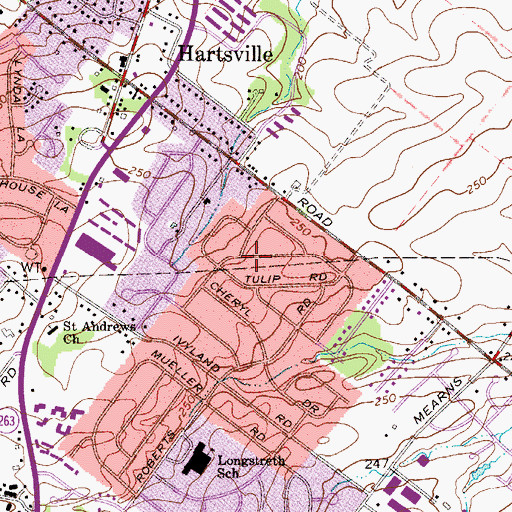 Topographic Map of Brookdale Gardens, PA