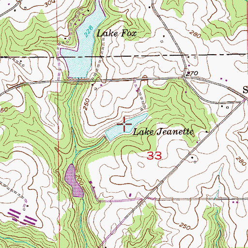 Topographic Map of Lake Jeanette, AL