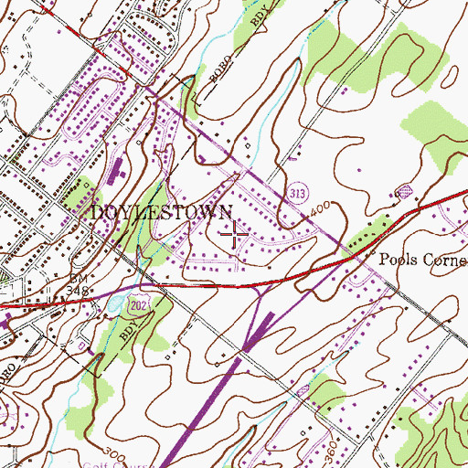 Topographic Map of Old Orchard Farm, PA