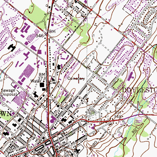 Topographic Map of Doylestown Cemetery, PA