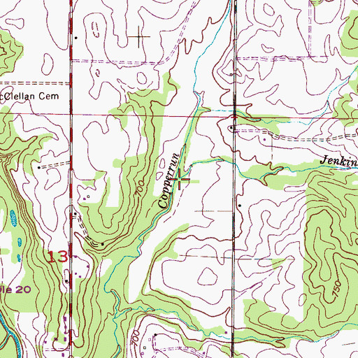 Topographic Map of Jenkins Branch, AL