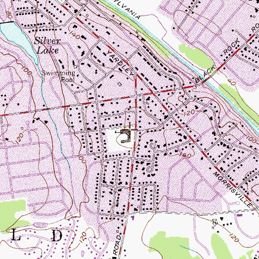 Topographic Map of Makefield Elementary School, PA