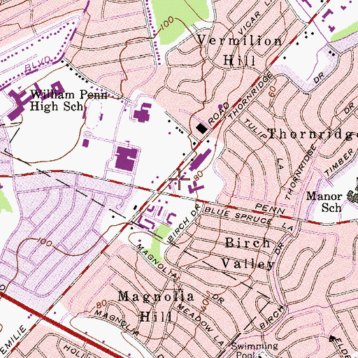 Topographic Map of Thornridge Shopping Center, PA