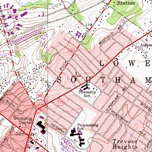 Topographic Map of Feasterville Heights, PA
