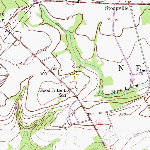 Topographic Map of Newtown Grant, PA