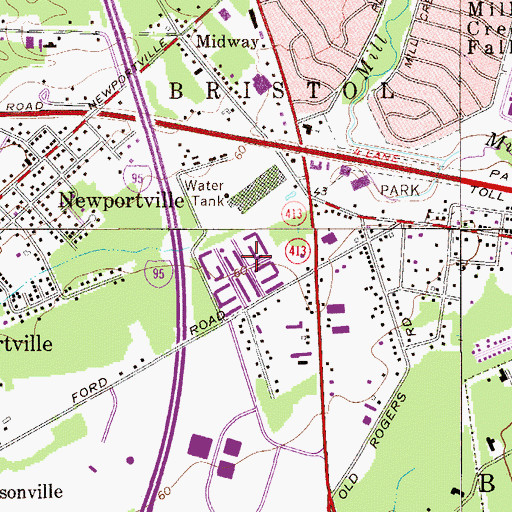 Topographic Map of Neshaminy Green, PA