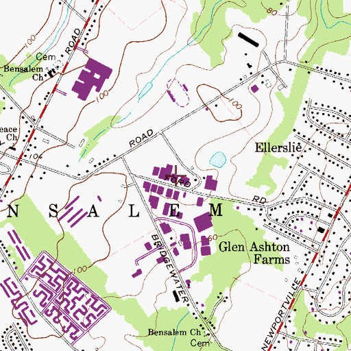 Topographic Map of Bridgewater Industrial Park, PA
