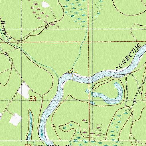 Topographic Map of Jernigan Mill Creek, AL