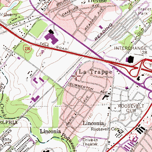 Topographic Map of Concord Park, PA