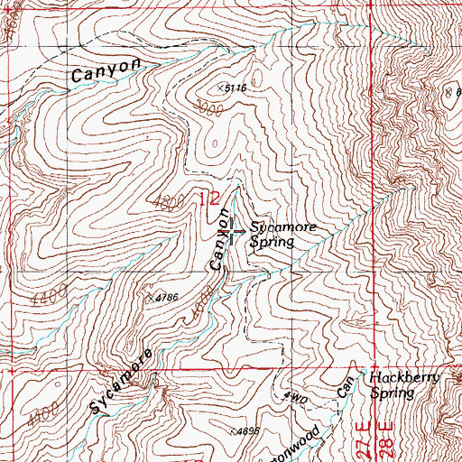 Topographic Map of Sycamore Spring, AZ