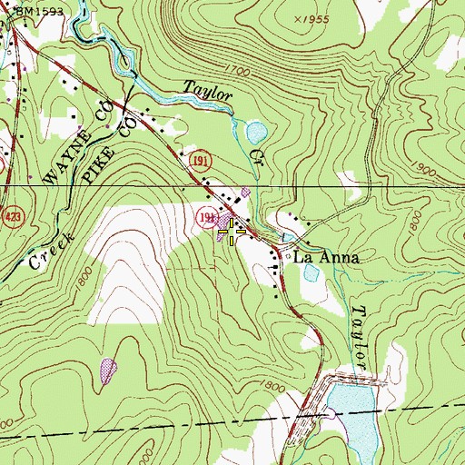 Topographic Map of Keeney Dam, PA