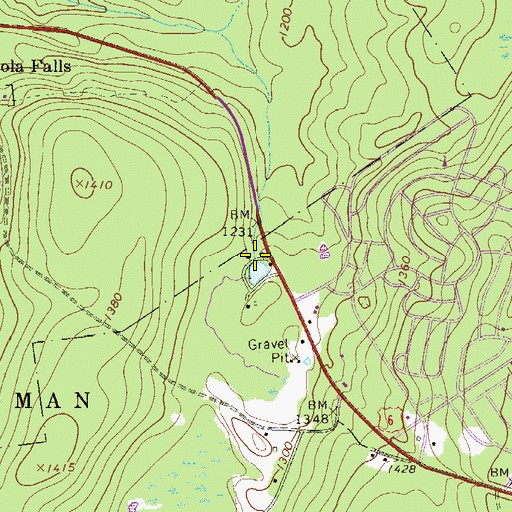 Topographic Map of Cadoo Dam, PA