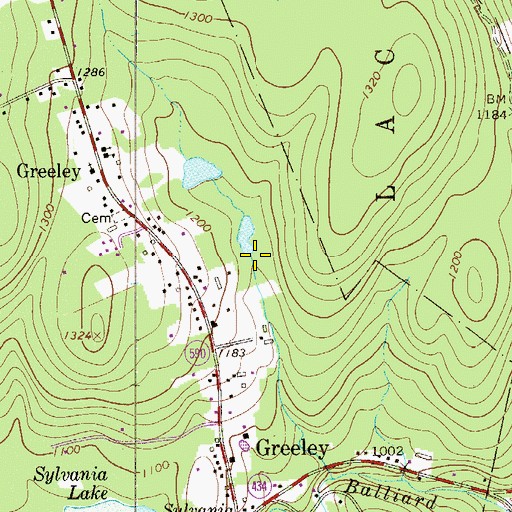Topographic Map of Roth Dam, PA